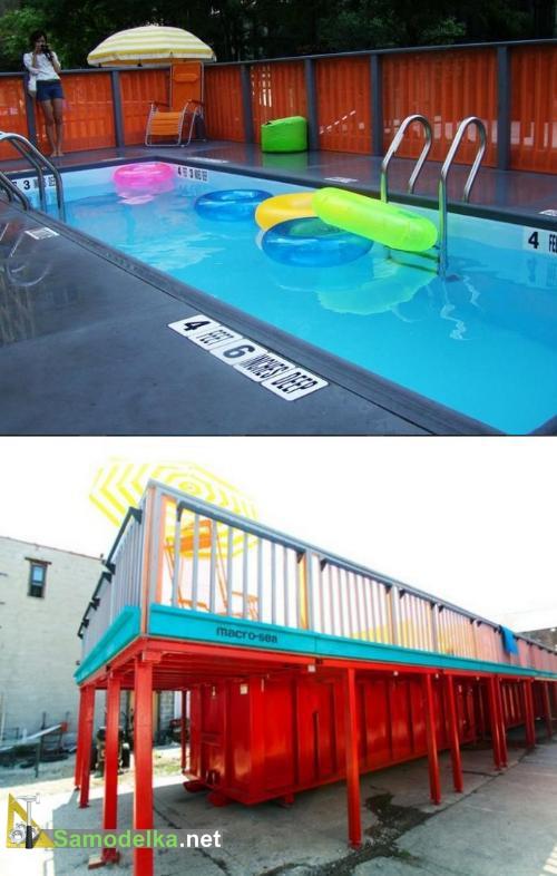 большой дачный самодельный бассейн из контейнера большой дачный самодельный бассейн из контейнера