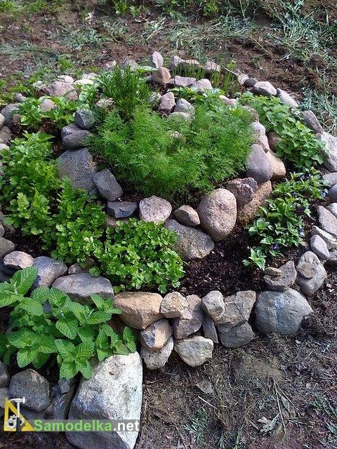 спиральная грядка из камней