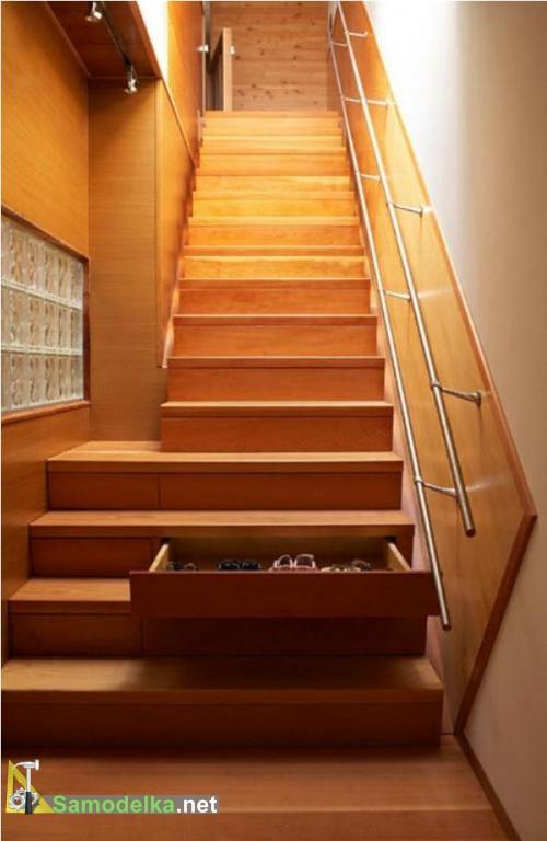 выдвижной шкаф под лестницей фото