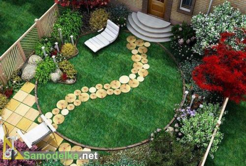 Садовые дорожки из спилов оцилиндрованного бревна Садовые дорожки из спилов оцилиндрованного бревна