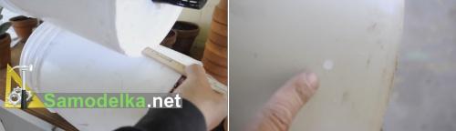 Делаем отверстие перелива в горшке