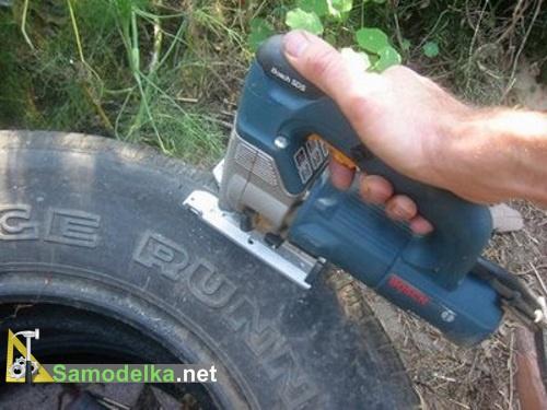 пилим покрышку лобзиком