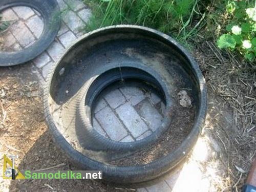 Готовая обрезанная покрышка для компостной кучи