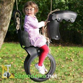 как сделать из покрышки от легкового автомобиля подвесные качели в форме лошадки