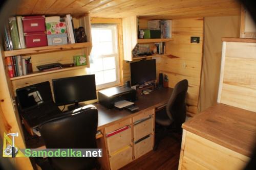 кабинет на двоих в деревянном доме на колесах своими руками кабинет на двоих в деревянном доме на колесах