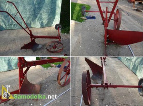 мотолебедка для вспашки - плуг на колесах