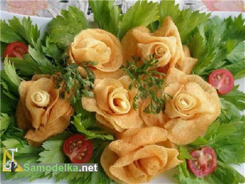 розы из картофеля во фритюре
