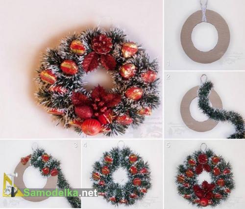 венок на новый год своими руками венок на новый год своими руками