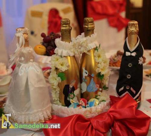 Украшение свадебных бутылок своими руками