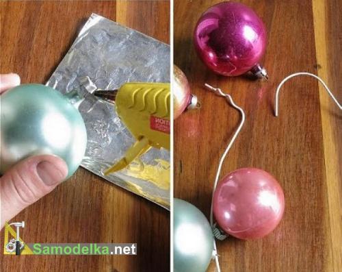 готовим шары для венка из елочных шаров готовим шары для венка из елочных шаров