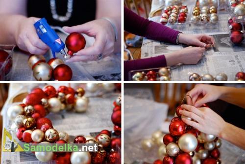 венок из елочных шариков изготовление венок из елочных шариков изготовление