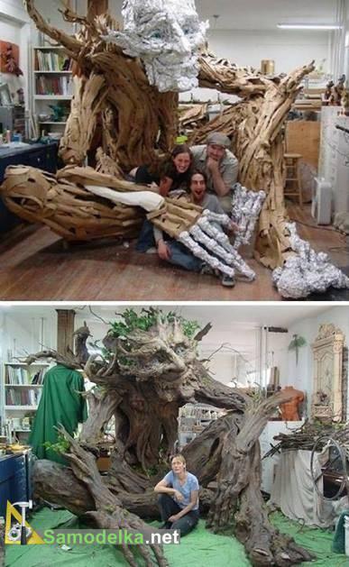 самодельное дерево тролль из папье-маше самодельное дерево тролль из папье-маше