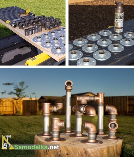 фитинги и трубы для полки из труб