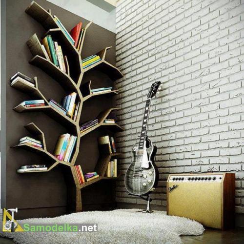 Необычные полки на стену фото - вертикальное дерево