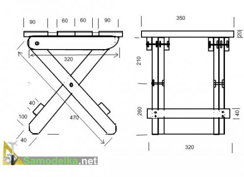 чертеж складного рыбацкого стульчика
