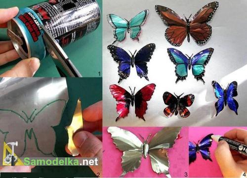 бабочки из алюминиевых банок
