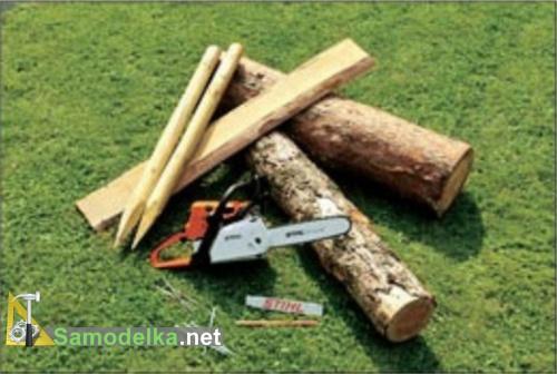 инструмент и материал для лавочки из бревна инструмент и материал для лавочки из бревна
