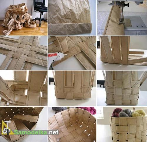 плетеная корзина из бумаги