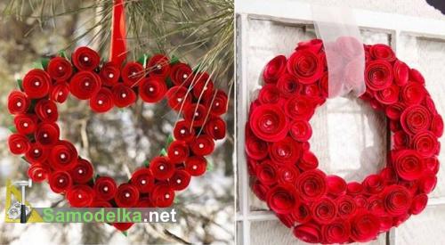 венок из бумажных роз