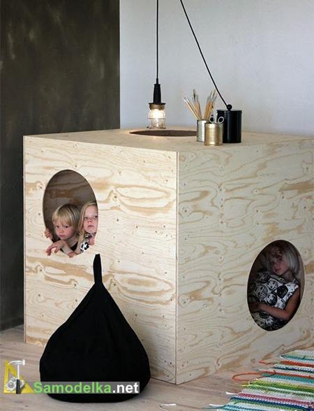 Игровая мебель - кубик  с двумя окнами Игровая мебель - кубик  с двумя окнами