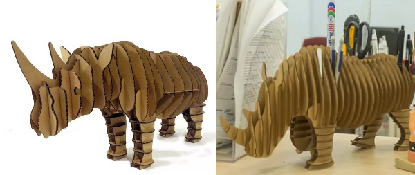 Самодельные животные из картона - носорог